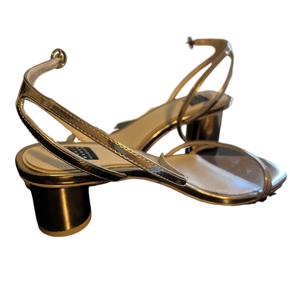 White House Black Market Shoes - NWOT WHBM Woman’s Gold Strap heel Sandals, size 8